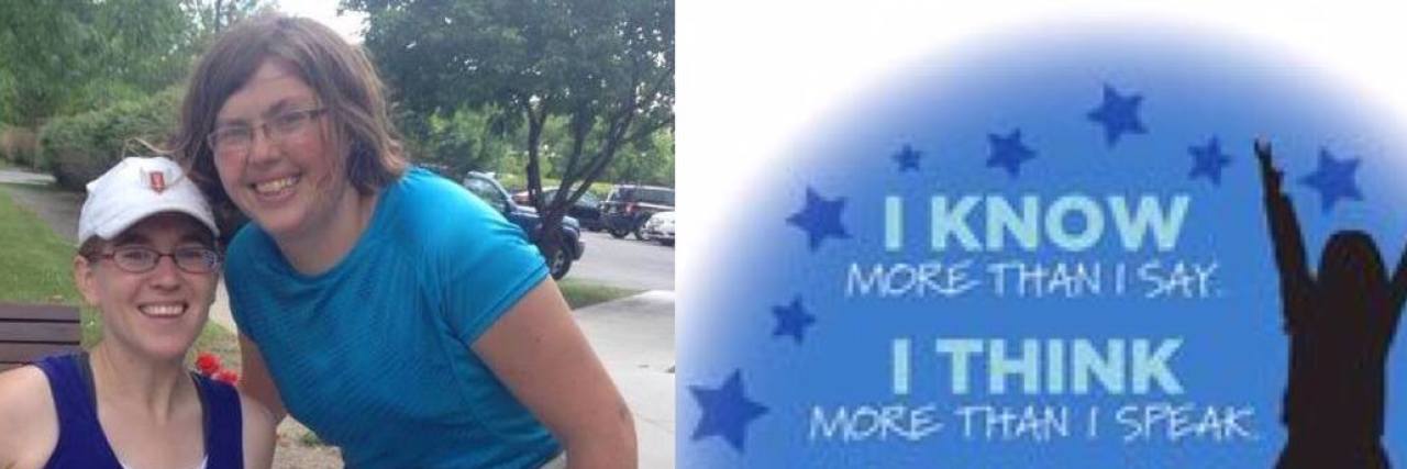 What I Faced, and Gained From Being a Runner With a Disability two women embracing at an Apraxia Awareness event