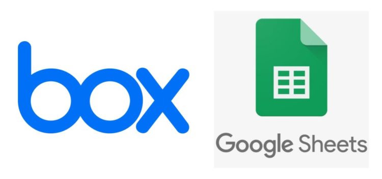 Box.com logo on the left and Google Sheets logo on the right