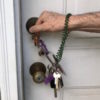 Close up of the author's hand unlocking the door