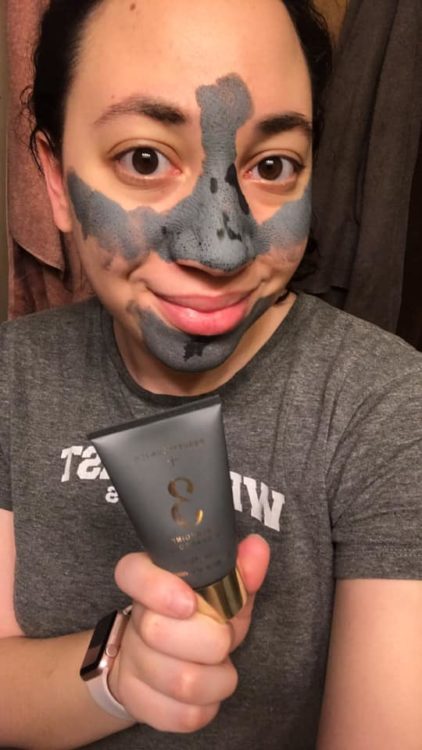 woman with face mask on