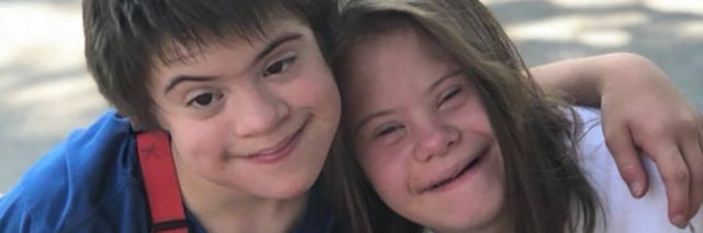 Boy and girl with Down syndrome