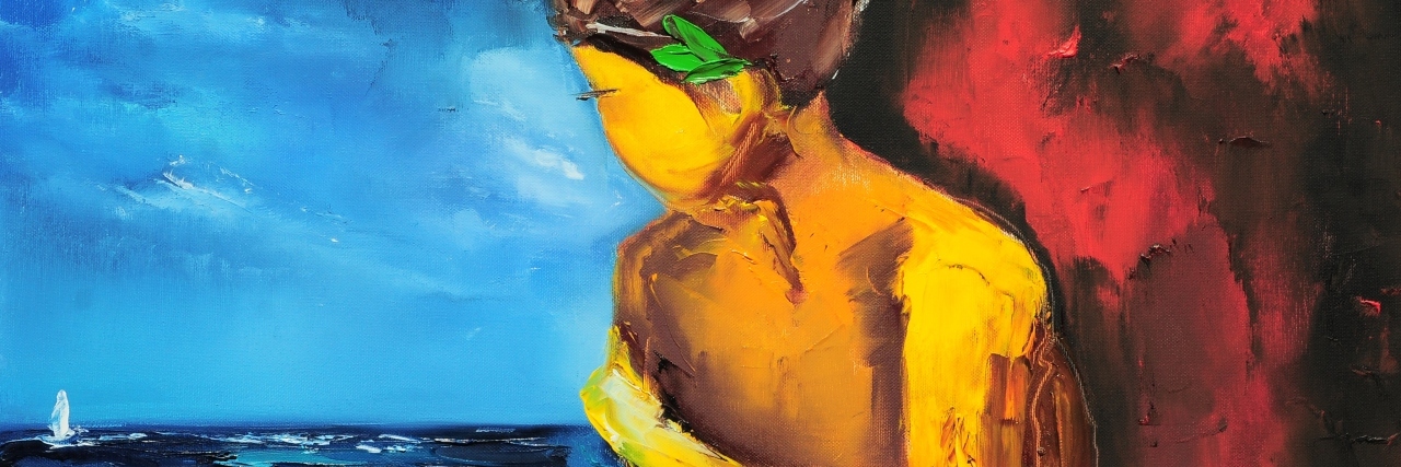 Living With an Undiagnosed Chronic Illness Painting of a woman looking at the ocean.