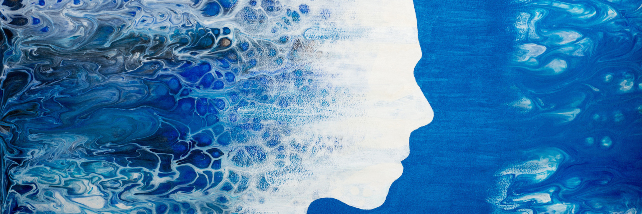 Abstract painting of a profile and sea foam