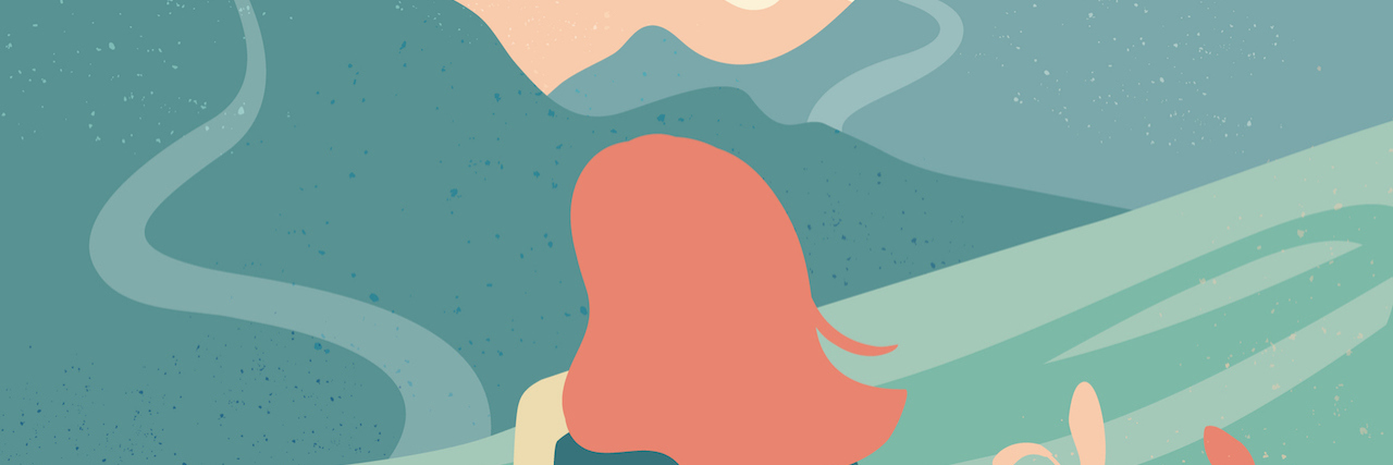 Letter to My Friend Who Attempted Suicide Illustration of a woman looking at a mountain landscape