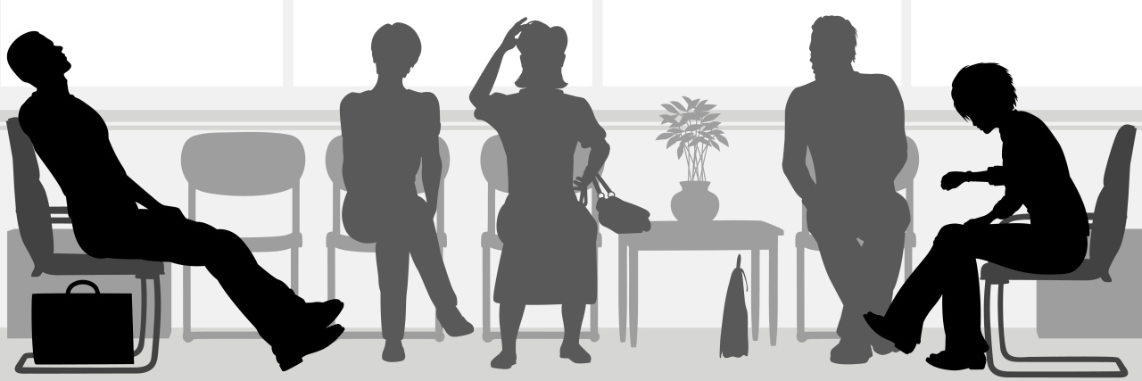 What It's Like to See a New Doctor When You Have Medical PTSD People in a waiting room; one looks anxious due to medical PTSD.