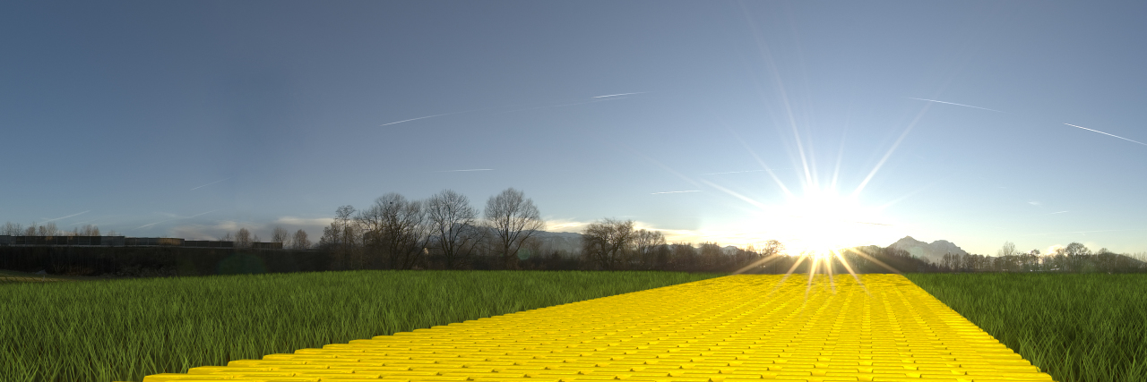 What 'The Wizard of Oz' Taught Me About Positivity and Chronic Illness Yellow brick road on grass with sun and blue sky