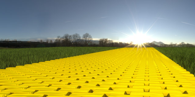 What 'The Wizard of Oz' Taught Me About Positivity and Chronic Illness Yellow brick road on grass with sun and blue sky