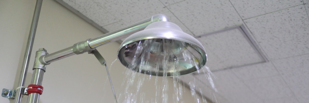 Finding Humor During Hospitalization Shower with water