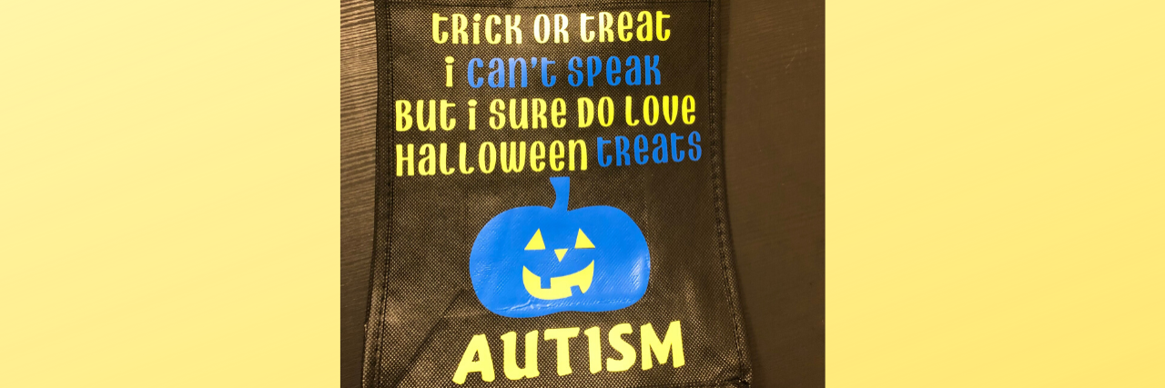 Trick-or-treat bag for nonverbal kids with autism.