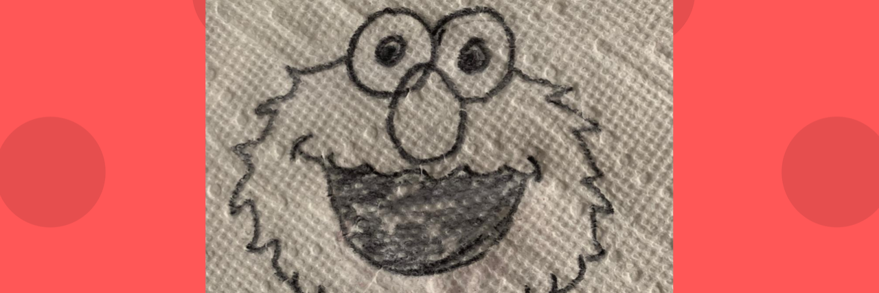 How Drawings Help My Son With Autism Communicate Drawing of Elmo on a napkin.