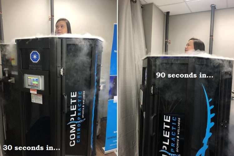 woman standing in cryotherapy tank