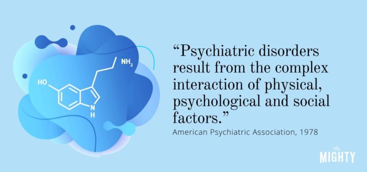 IMAGE: “Psychiatric disorders result from the complex interaction of physical, psychological and social factors." — American Psychiatric Association, 1978