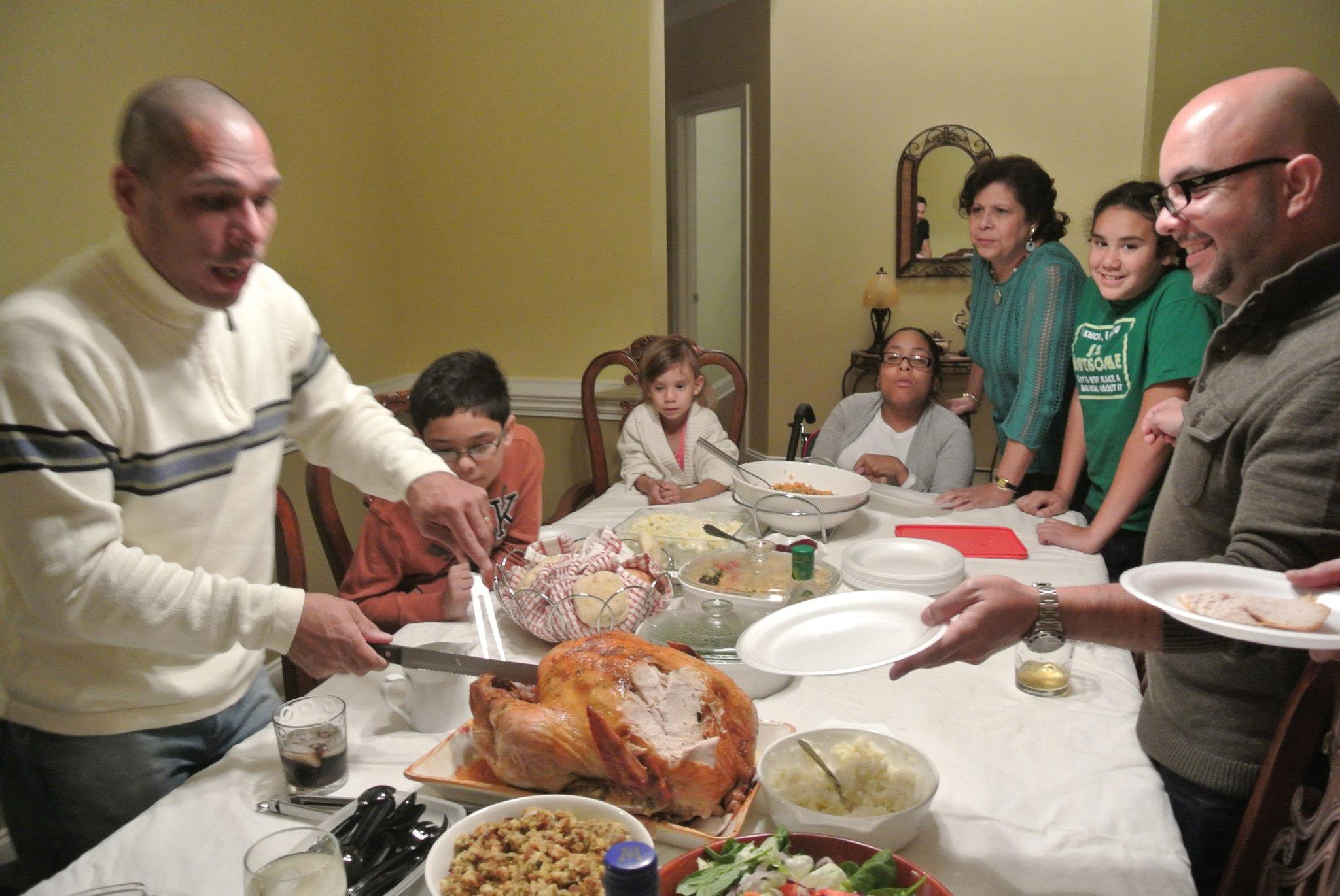 Tylia's family at Thanksgiving dinner.