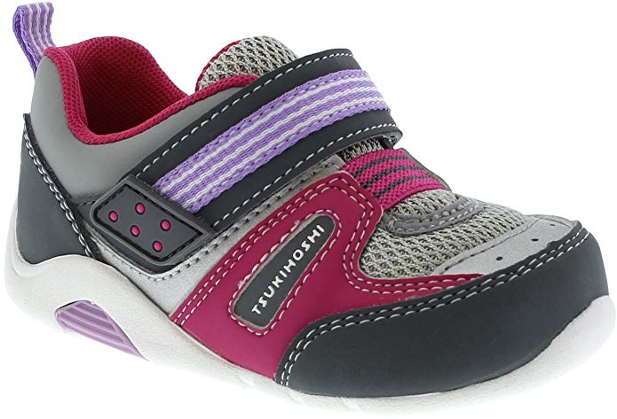 TSUKIHOSHI Kids Baby Girl's Neko (Toddler) Gray/Purple Sneaker with Velcro