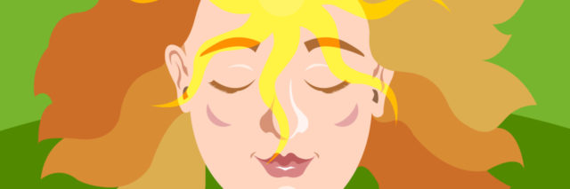 An illustration of an enlightened woman with her eyes closed.
