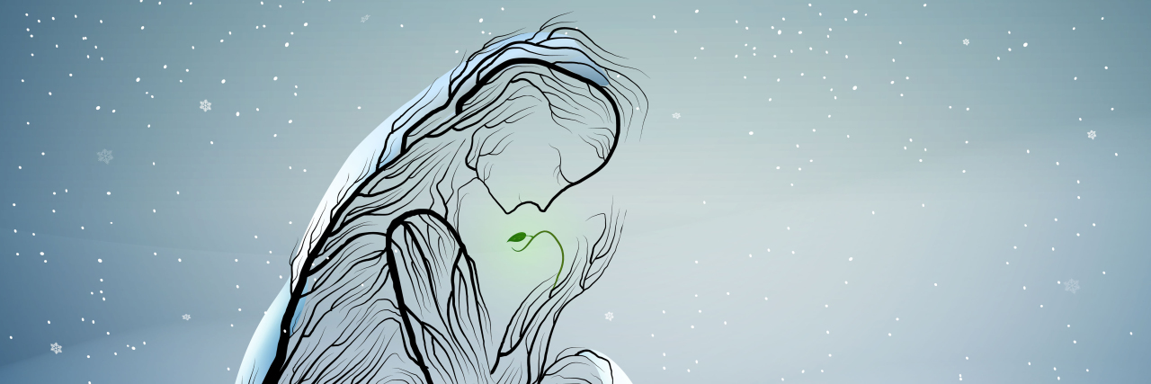 How Parkinson's Disease Is Teaching Me Patience Tree silhouette like a woman holding green sprout.