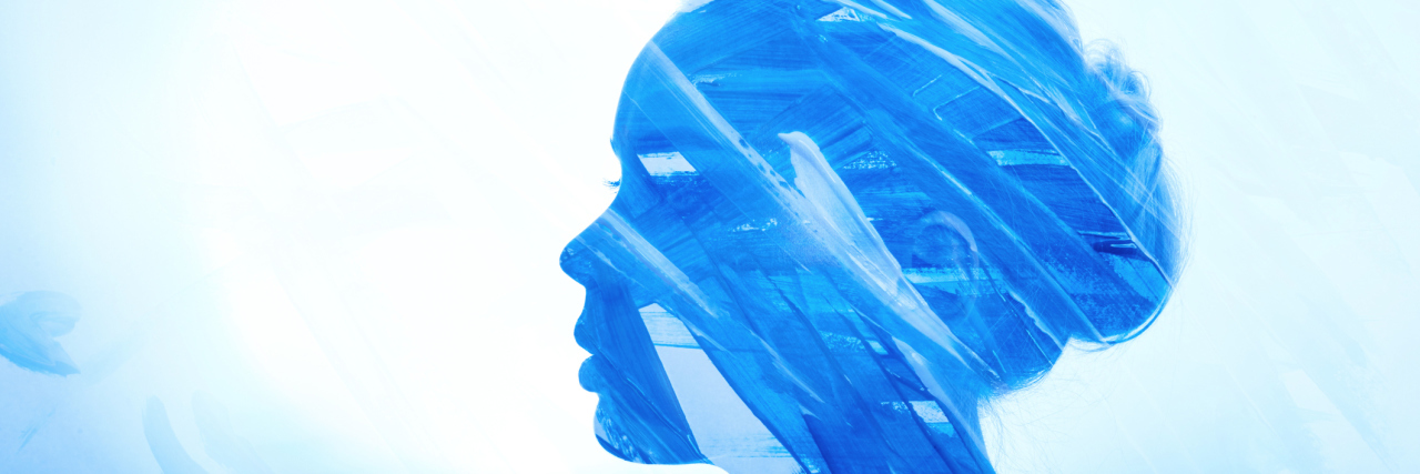 Unsolicited Advice When You Have a Chronic Illness A watercolor image of a woman in blue paint.