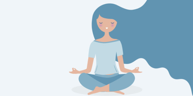 31 Simple Self-Care Ideas to Get You Started Young woman meditating vector. Relax concept illustration. Modern long hair flowing.