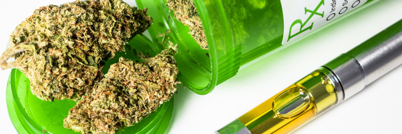 Understanding Medical Cannabis Ingestion Methods Medical marijuana buds and vape cartridge.