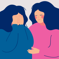 illustration of a woman comforting a friend