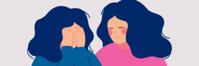 illustration of a woman comforting a friend