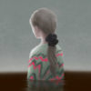 Depressed and lonely young woman in water, sadness, depression, alone concept fantasy painting illustration