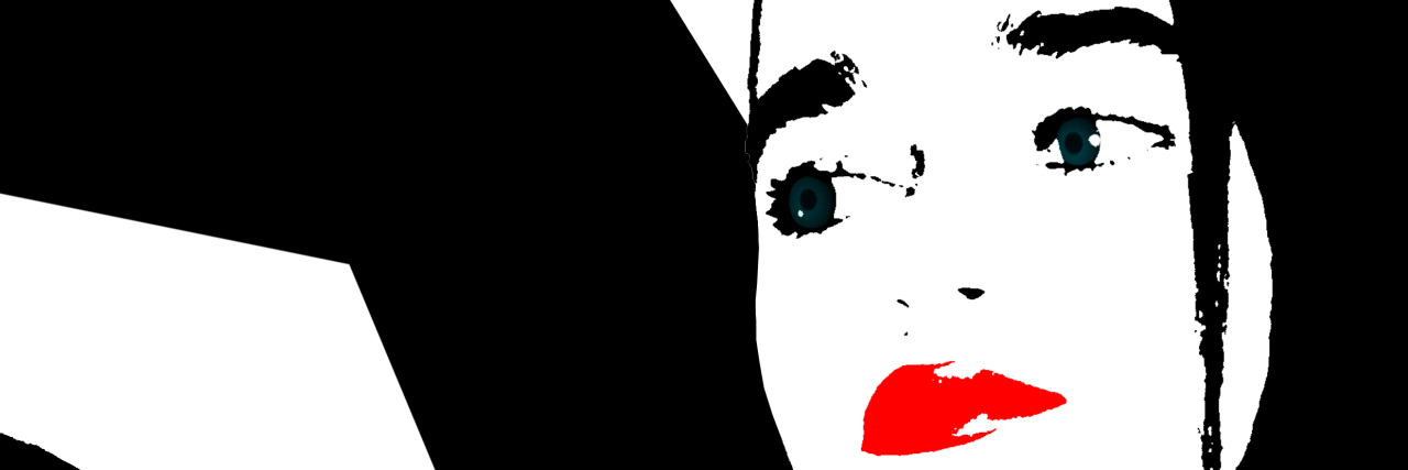 During an MRI to Confirm Multiple Scleroris, Doctors Found Meningioma Beautiful female face with red lips on black and white background.