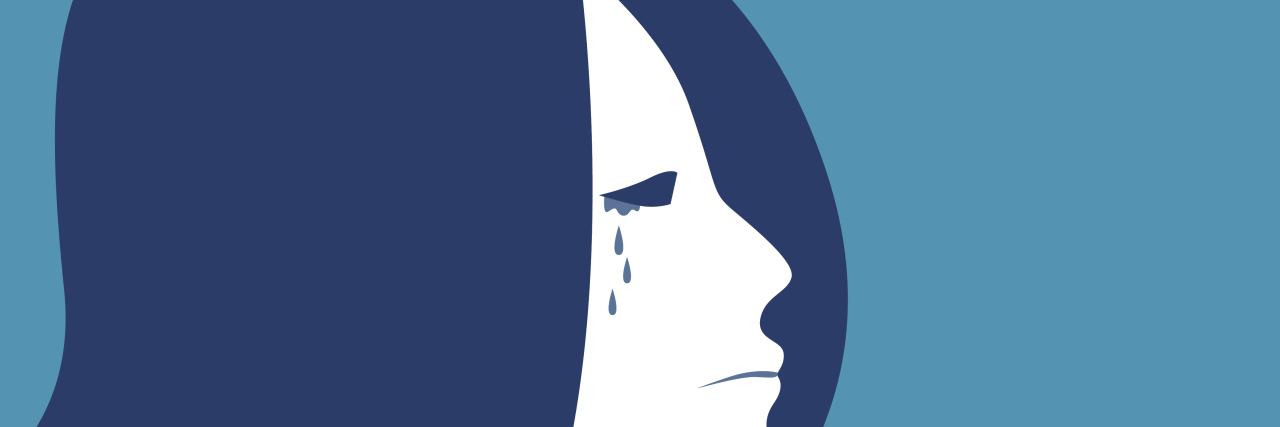 illustration of woman crying.