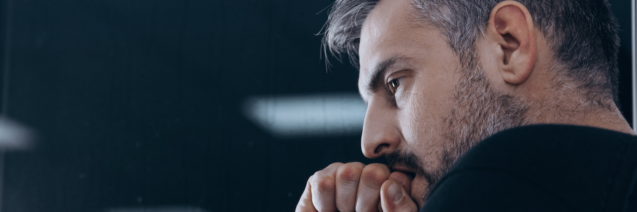 Study Shows Higher Suicide Risk After Hospitalization for Self-Harm Nervous man in rehab center