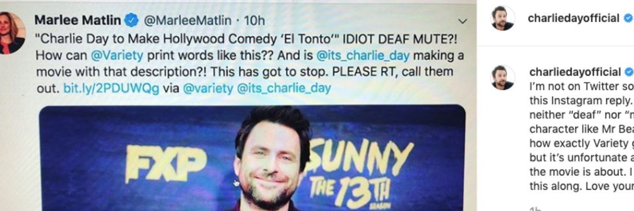 Charlie Day's 'El Tonto' Slammed for 'Idiot Deaf Mute' Character Response to Charlie Day's 'El Tonto'