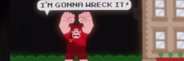 image of pixellated wreck-it ralph saying "I'm gonna wreck it" in anger