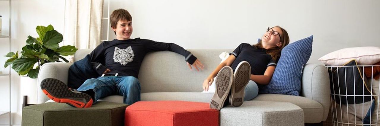 Molly Fuller Designs Compression Shirts Specifically for Autistic Kids Two kids wearing Molly Fuller Designs Charlie compression shirt