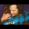 A woman hugs an actor from her favorite show Supernatural.