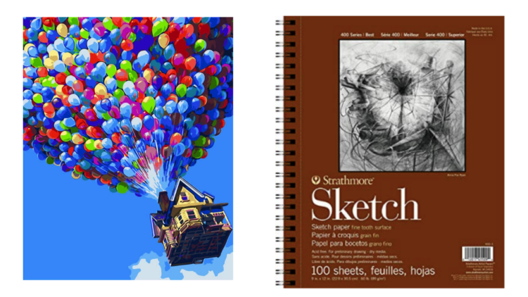 sketch book and paint by numbers 