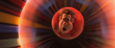 GIF of wreck-it ralph moving fast through a wire