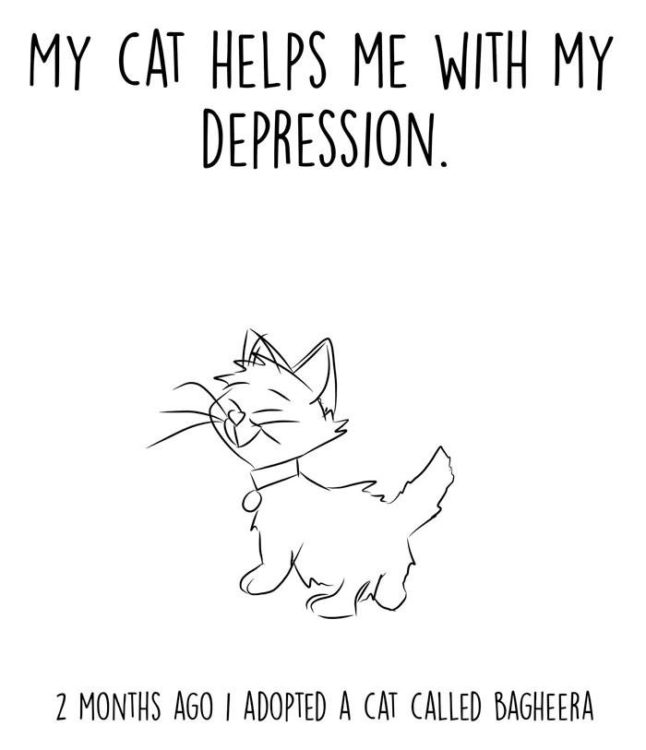 Yash Pandit's comic, "My cat helps me with my depression"
