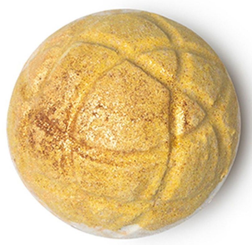 LUSH bath bomb with soothing turmeric for endometriosis pain.