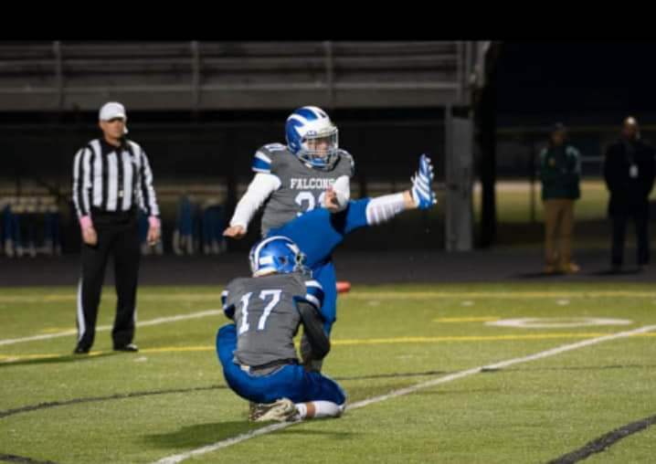 Caden Cox right after he made a kick.