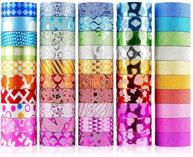 WEfun Glitter Washi Tape decorative bright colors