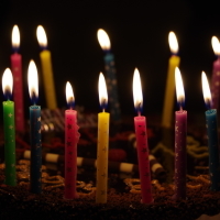 birthday candles on a cake