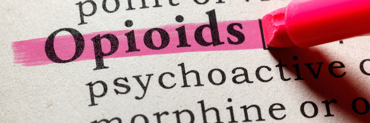 CDC Guidelines Are Harming Pain Patients Amid National Opioid Crisis The word "opioid" highlighted in a book