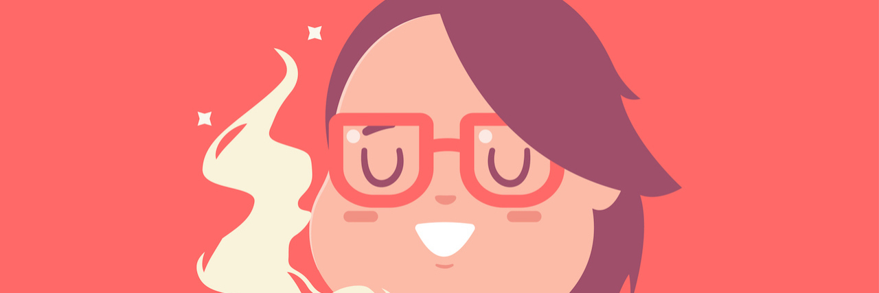 Living My Best Life with Bipolar Depression Woman with glasses and cup of coffee illustration