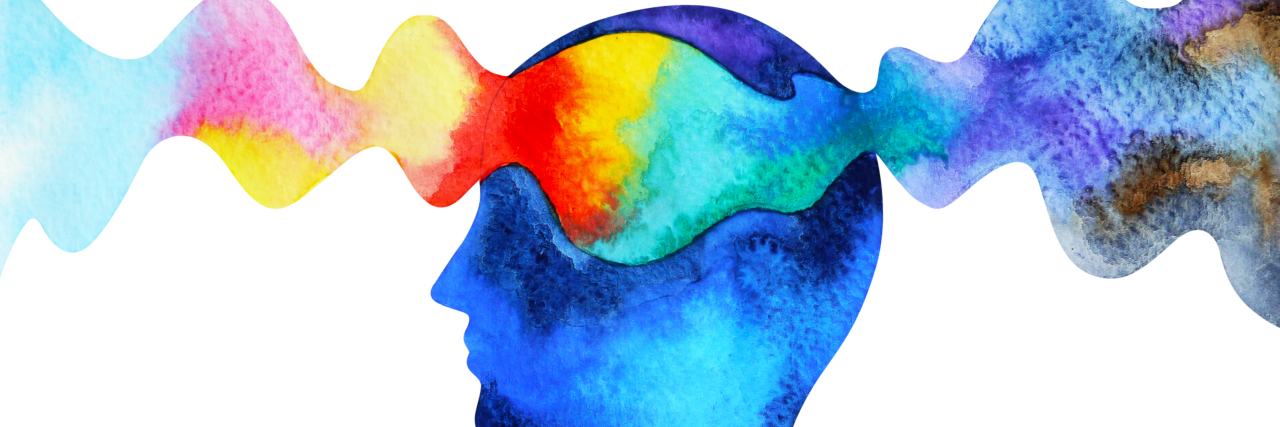 What It Really Feels Like to Live With Rapid Cycling Bipolar Disorder illustration of a blue human head with colorful waves running through the middle
