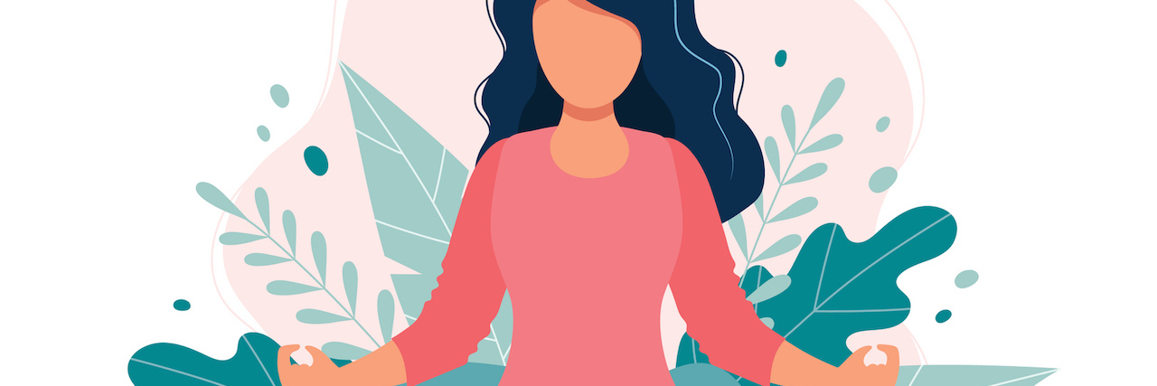 Mental Health Self-Care Tips Beyond Taking a Bubble Bath Woman meditating in nature and leaves.