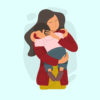 Mother embracing young son - illustration