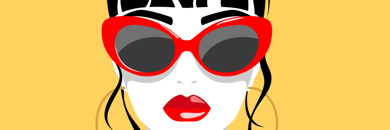 Drawing of a woman with sunglasses.