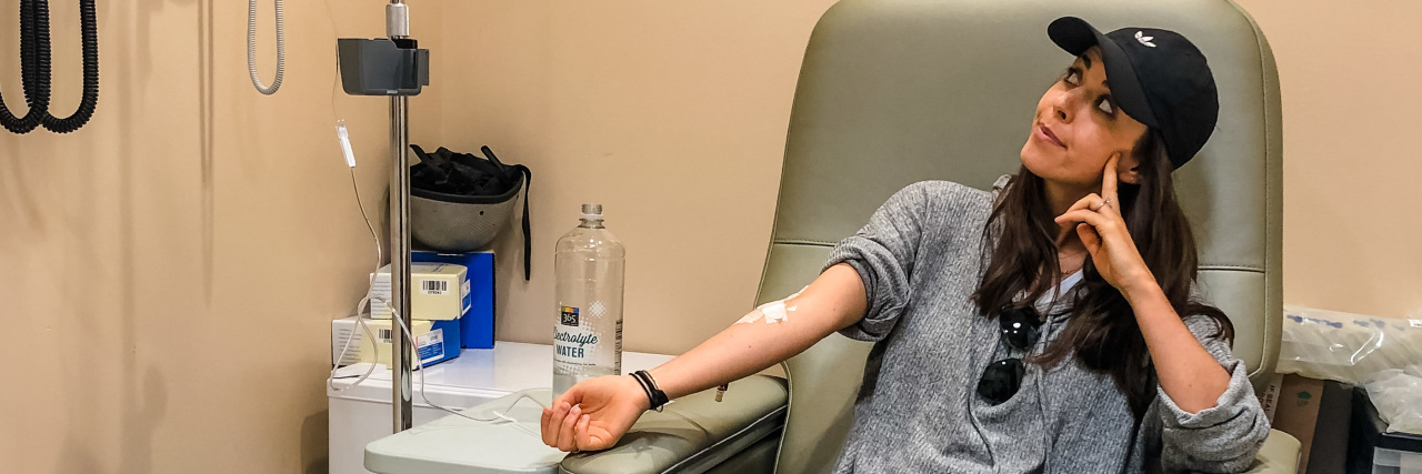 50 Things People With Chronic Illness Worry About During the Holidays Natalie receiving an infusion.