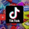 Pile of 3D Popular Social Media Logos with TikTok logo in the center