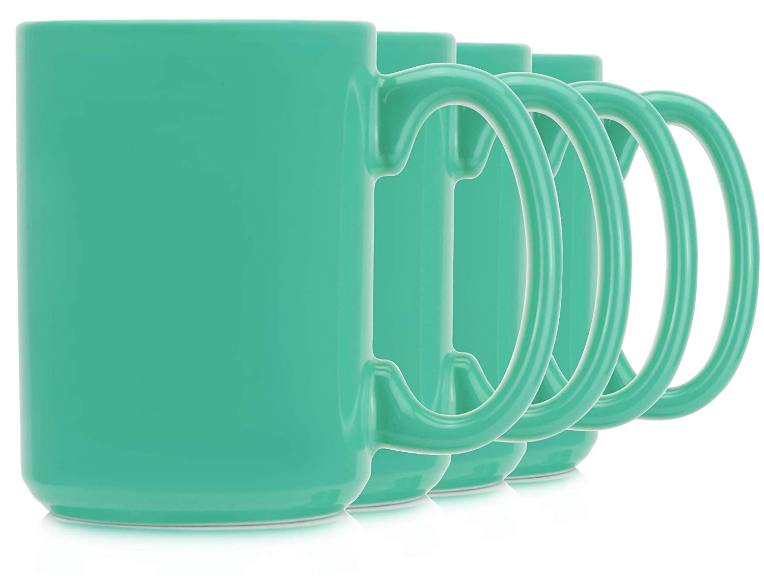 Coffee mugs with wide handles.