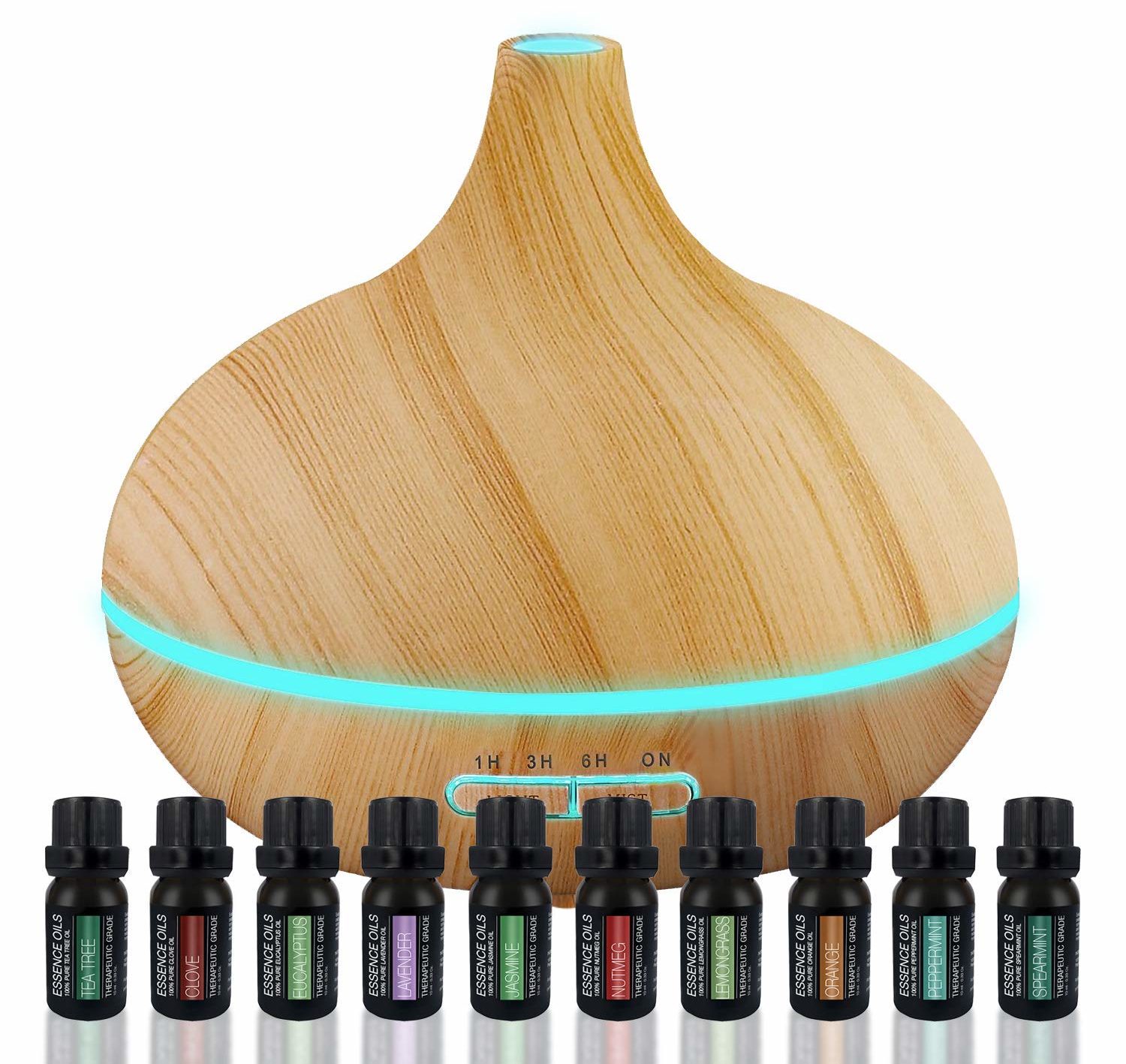Set of essential oils and diffuser.
